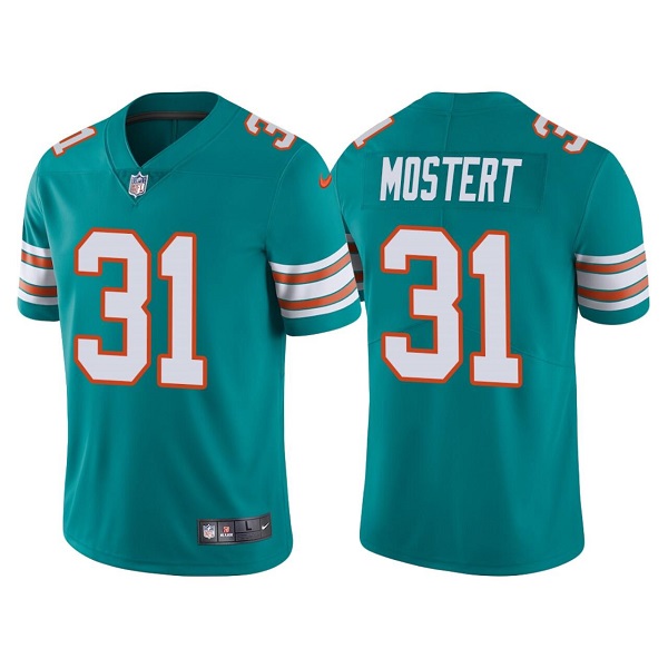 Men’s Miami Dolphins #31 Raheem Mostert Aqua Color Rush Limited Stitched Football Jersey